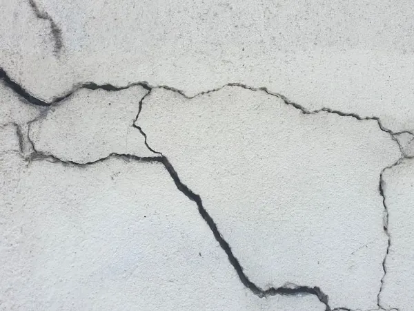 Close-up of a cracked concrete slab