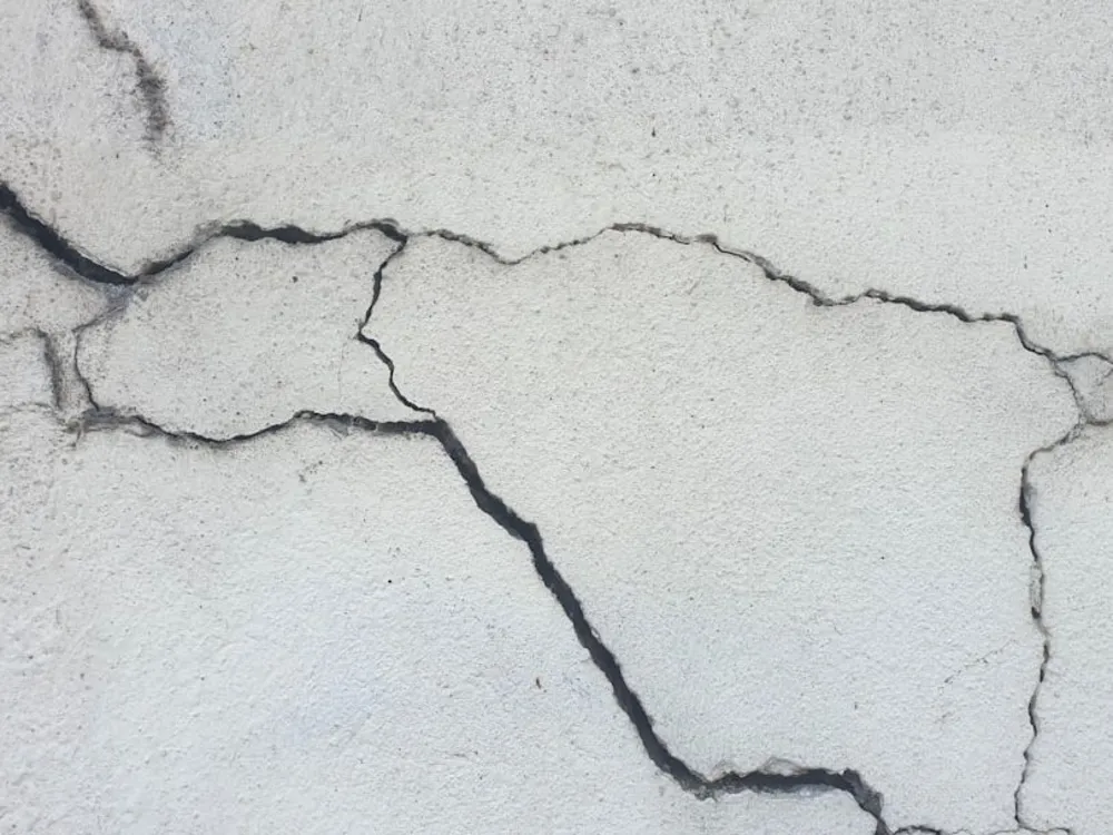 Close-up of a cracked concrete slab
