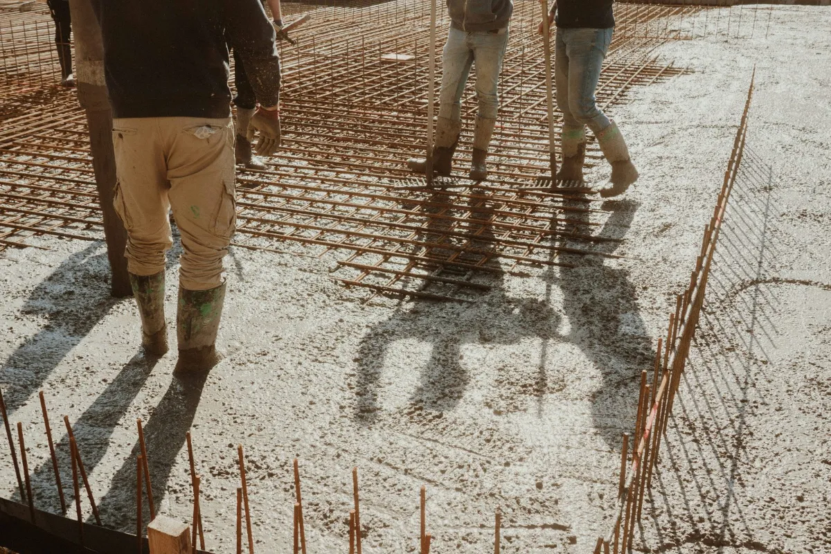 Poured garage floor slab