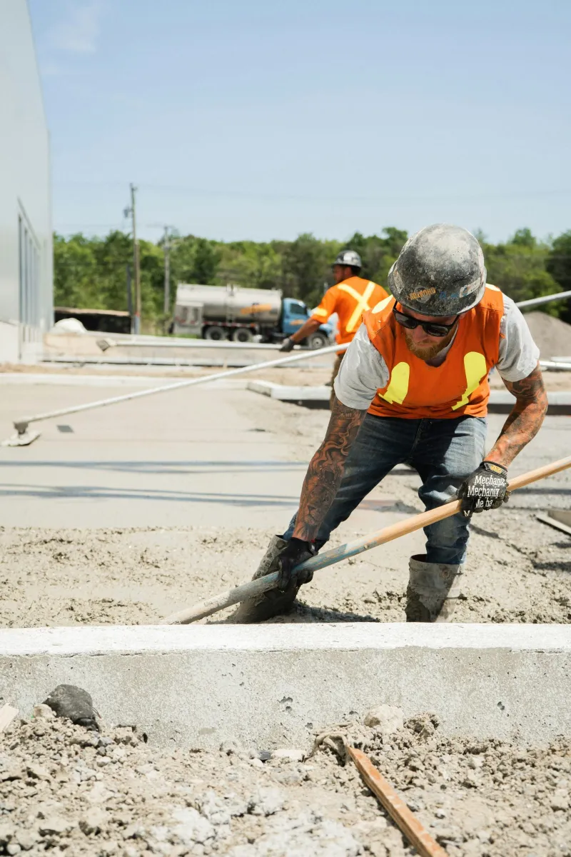Compacted stone base and rebar before a pour